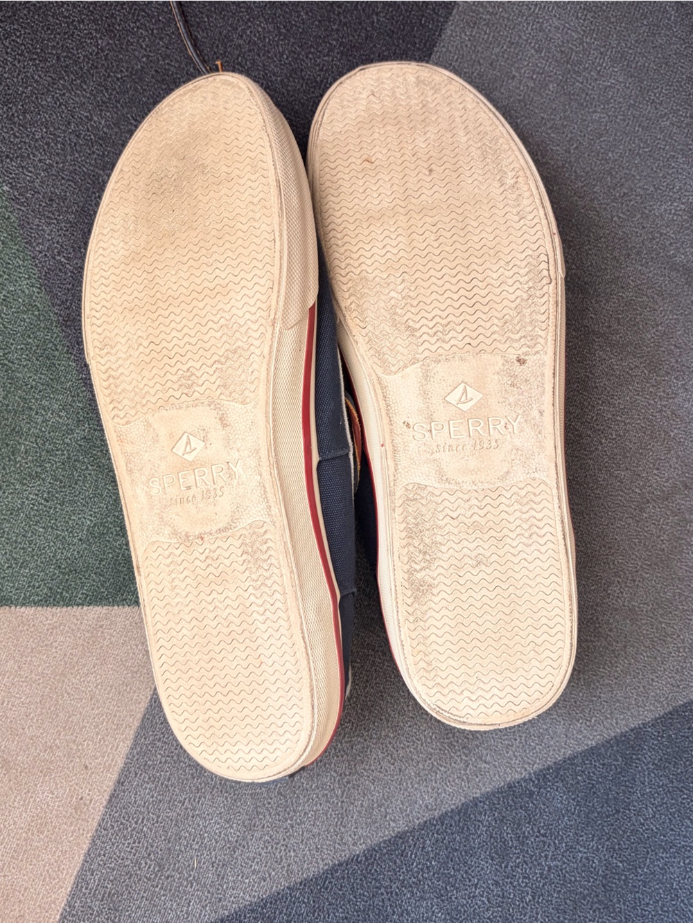 Sperry Red Canvas Boat Shoe with Navy Trim - Picture 2 of 4